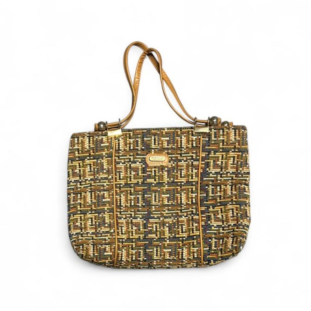 Vintage Moda by Italiana Arabesque over the shoulder woven textile leather purse